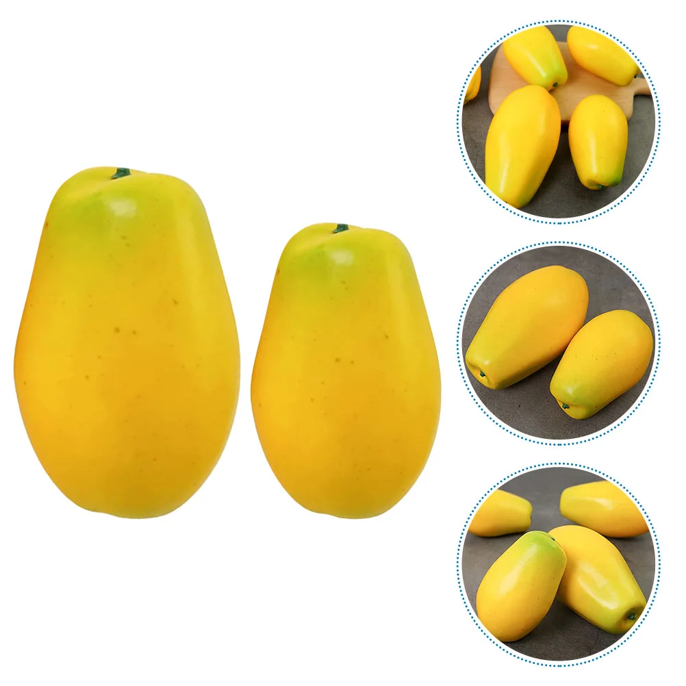 2 Pcs Papaya Model Early Education Props Simulated Artificial Fruit Decor Simulation Imitation Fruits Adornment Foam Decoration