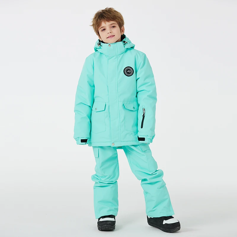 Children\'s Snow Suit Wear, Snowboard Clothing Sets, Ski Jackets and Strap Pants, Winter Kids Costumes, Boy‘s and Girl\'s