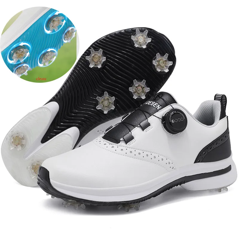 

Новые мужские туфли для гольфа с водонепроницаемыми и нескользящими свойствами, пряжкой с вращающимся креплением, обувь для гольфа, спорта и тренировок на досуге