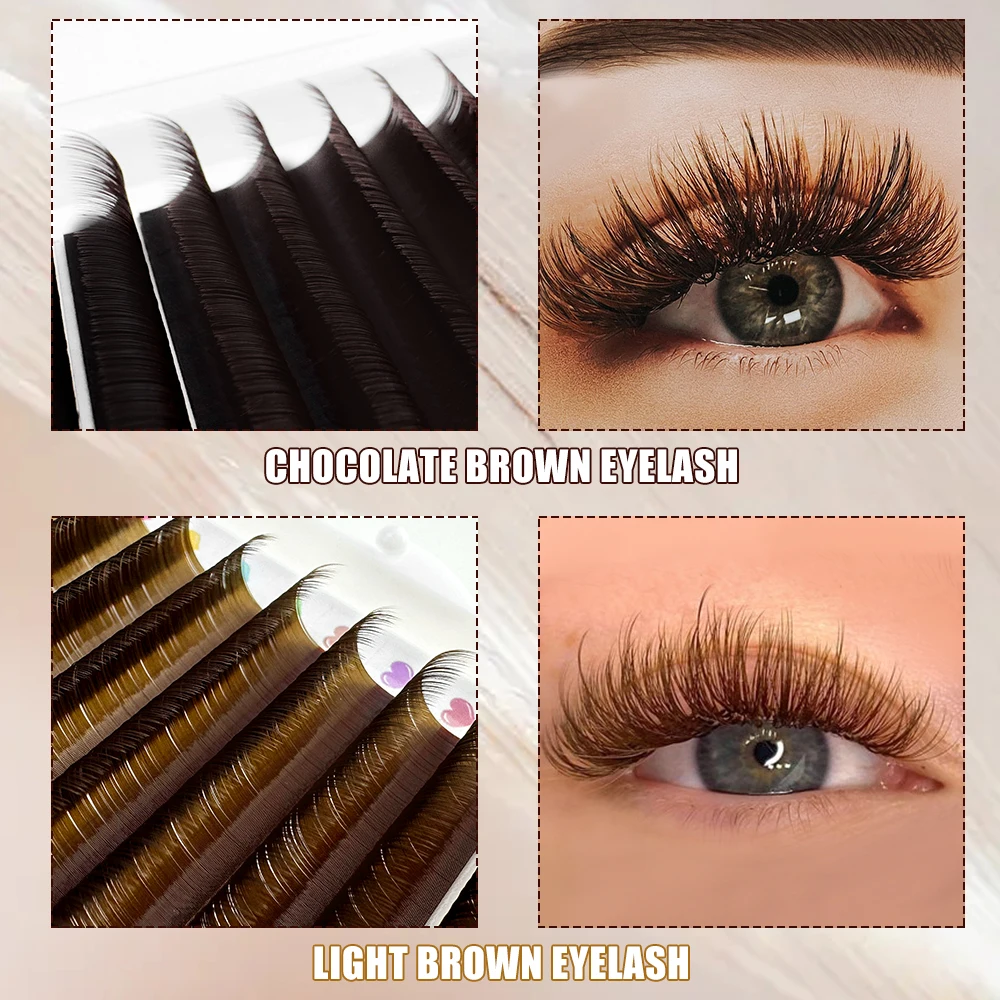 Abonnie marrom lash clássico cílios extensões cacau marrom 0.03/0.05/0.07 individual macio natural luz cílios de volume falso