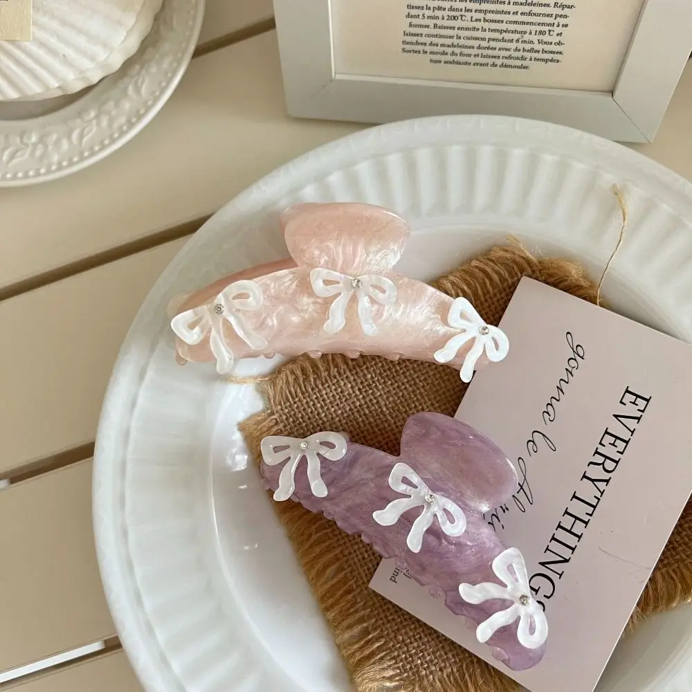 Creative Rhinestone Bow Hair Claw Ballet Headwear Bowknot Hair Clip Barrette Korean Style Acetic Acid Shark Clip Female