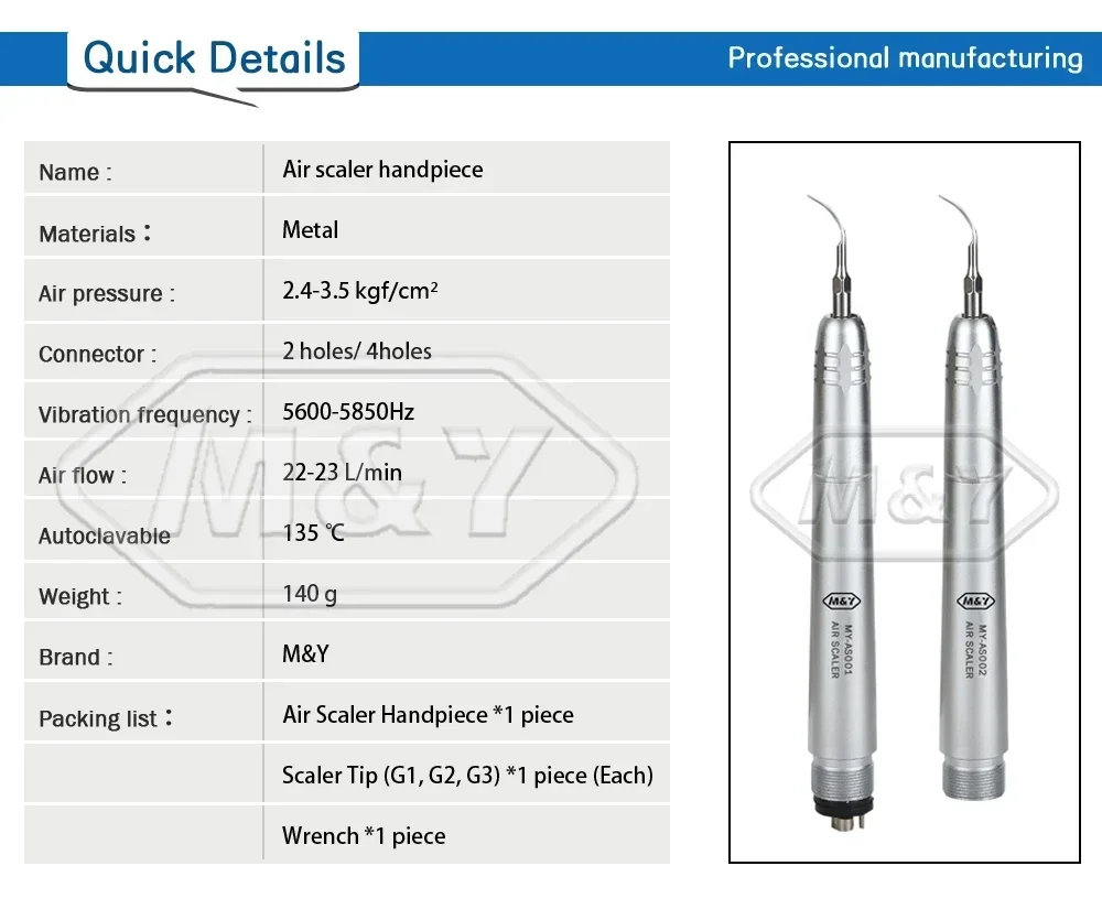 Dentals Air Scalers Autoclavables Air Scaler/high Quality Dentals Air Scalers with 3 Tips 2hole 4hole Metals Turbines 3 Years