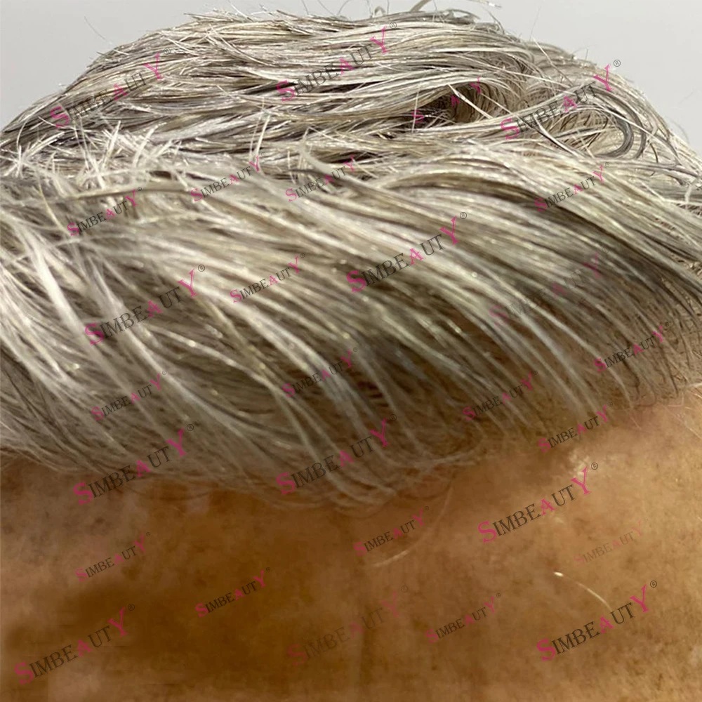 

Natural Hairline Super Durable Thin Skin Men Toupee 1B80 Brown Black Gray 100% Human Hair Microskin Capillary Prosthesi for Bald
