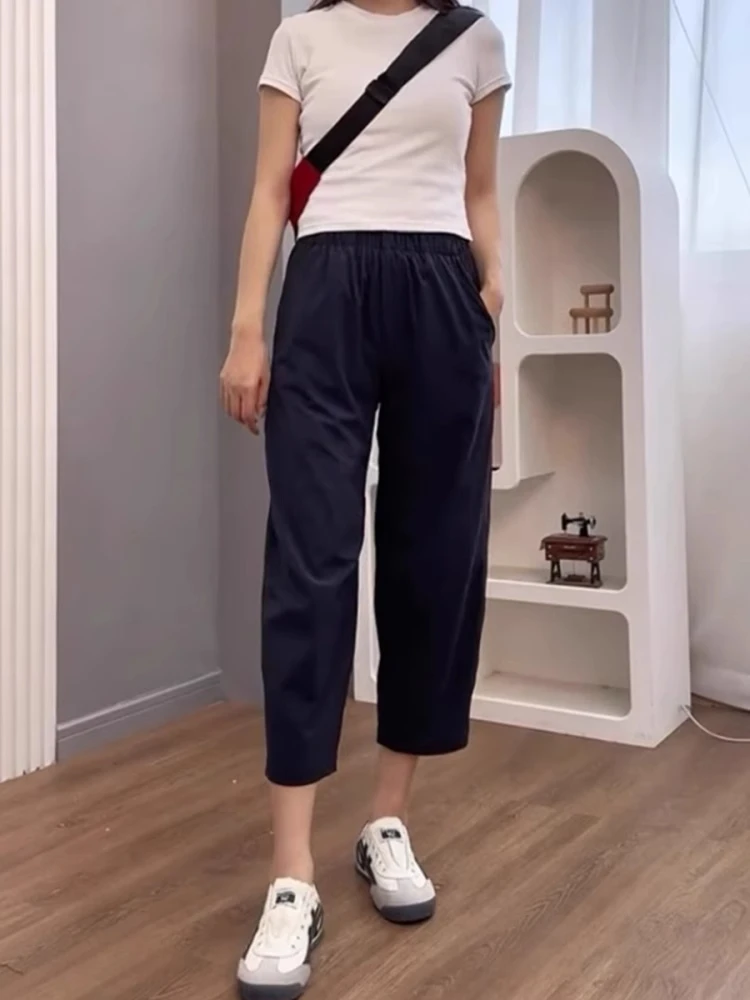 Qui Dry Spor Pantaloni Harem Casual Donna Estate Sottile di Grandi Dimensioni Pera aped Pantaloni Allentati Dimagranti a Nove Punti Carota