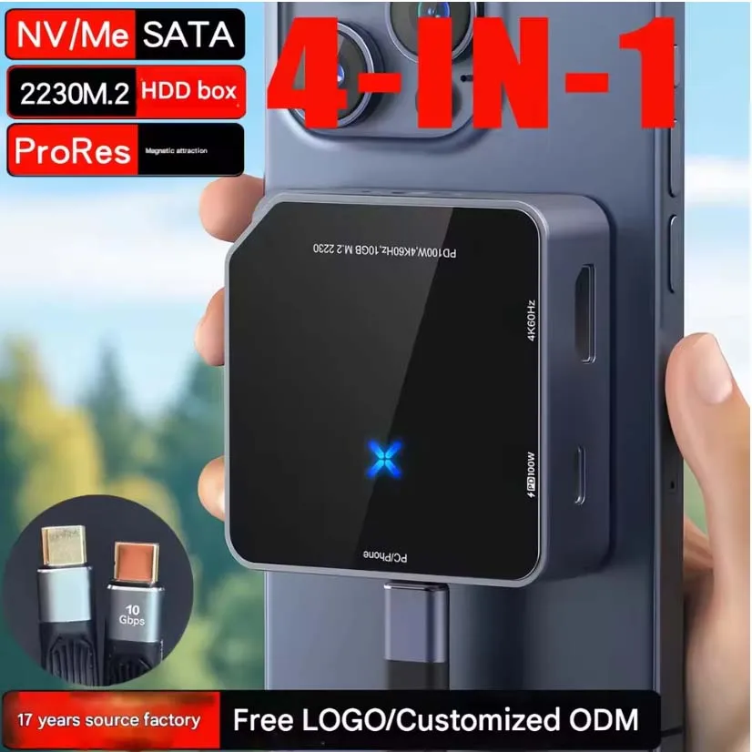 SSD Enclosure For M.2.2230 SSD Fan-cooled 3.2 Thunderbolt Type-c Hard Drive for Phones Stabilizer Multi-function C Mobile