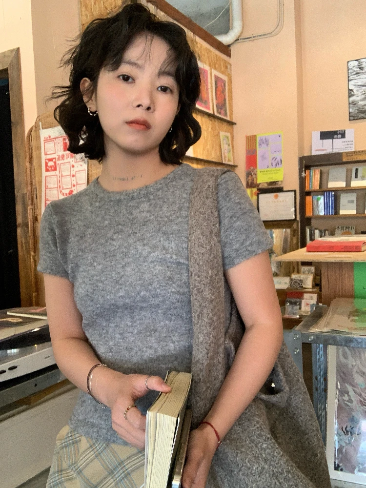 

Ifbeer Women's Knitted ort Sve round Ne Pullover Top Pure Color Spring Summer Vintage Base Layer Casual Sle