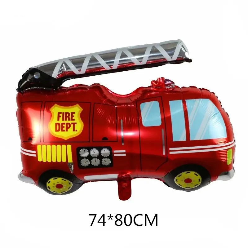 Fire Truck Theme Foil Balloons Fire Truck Digital Number Balloon Baby Shower Decoration Air Globos boys Birthday Party Supplies