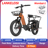 LANKELEISI Electric Bike 1000W Powerful Motor 48V20AH Lithium Battery Electric Bicycle Hydraulic Brake 20-inch Tire Adult E-bike