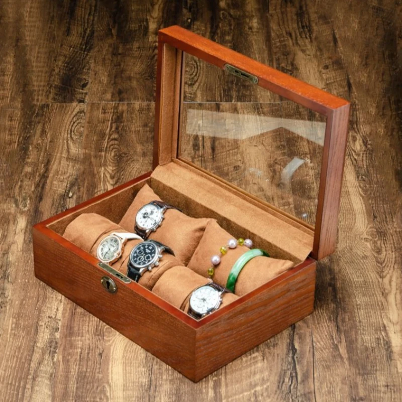 Wooden Watch Boxes Retro Watches Jewelry Storage Box Organizer Wrist Watch Display Case Luxury Collection Bracelet Box with Lock