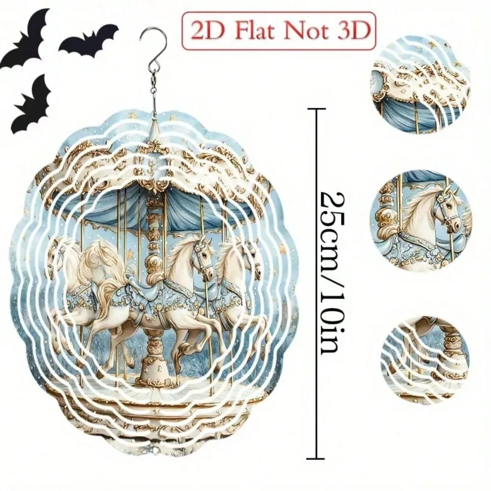 CIFBUY Wind Chimes Metal Outdoor Garden Decor Waterproof Anti Fade 3D Rainbow Carousel Rotating Art for Patio Yard Home