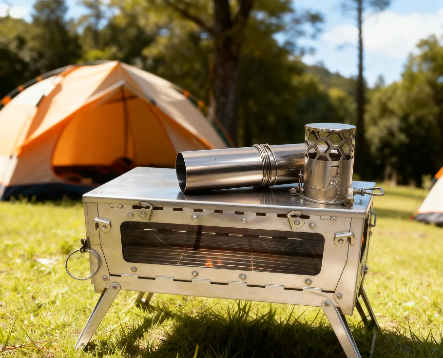Portable Outdoor Wood Burning Camping Stove for Hiking Cooking Accessories Fuel Compatibility for Charcoal