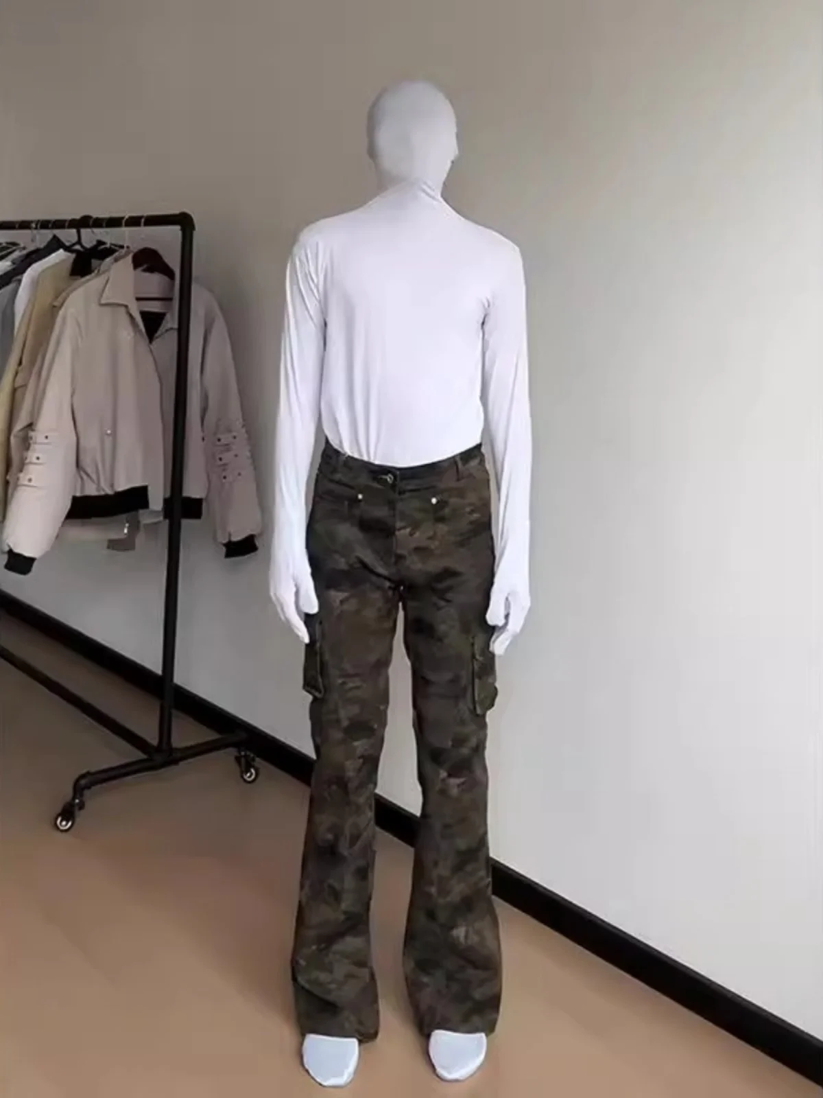 

American High Street Retro Camouflage Men's Jeans Spring Autumn Multi-ket Workwear Pants Straight Leg Loose Fit Jeans