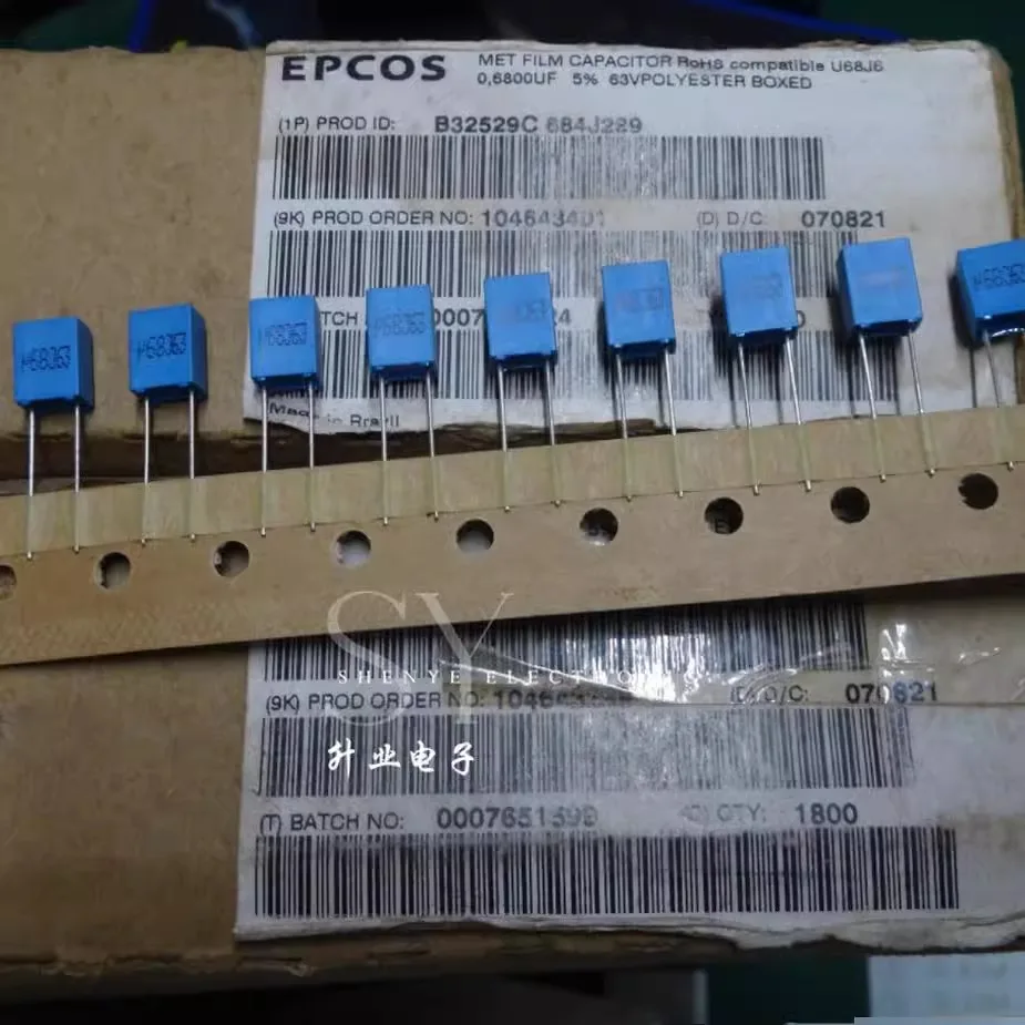 10PCS EPCOS 0.68uf/63v 680nf u68 684 Brand New 5mm Film Capacitor B32529C684J289