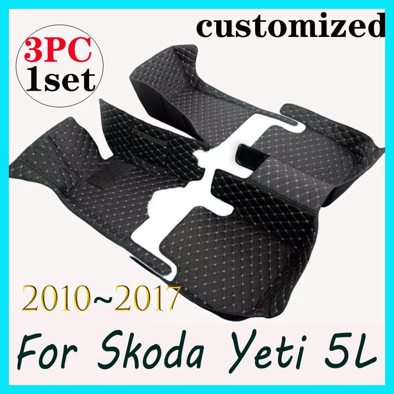 

Car Mats For Skoda Yeti 5L 2010~2017 Leather Floor Mat Auto Carpets Rugs Anti Dirt Pad Car Accessories Interior Parts 2011 2012