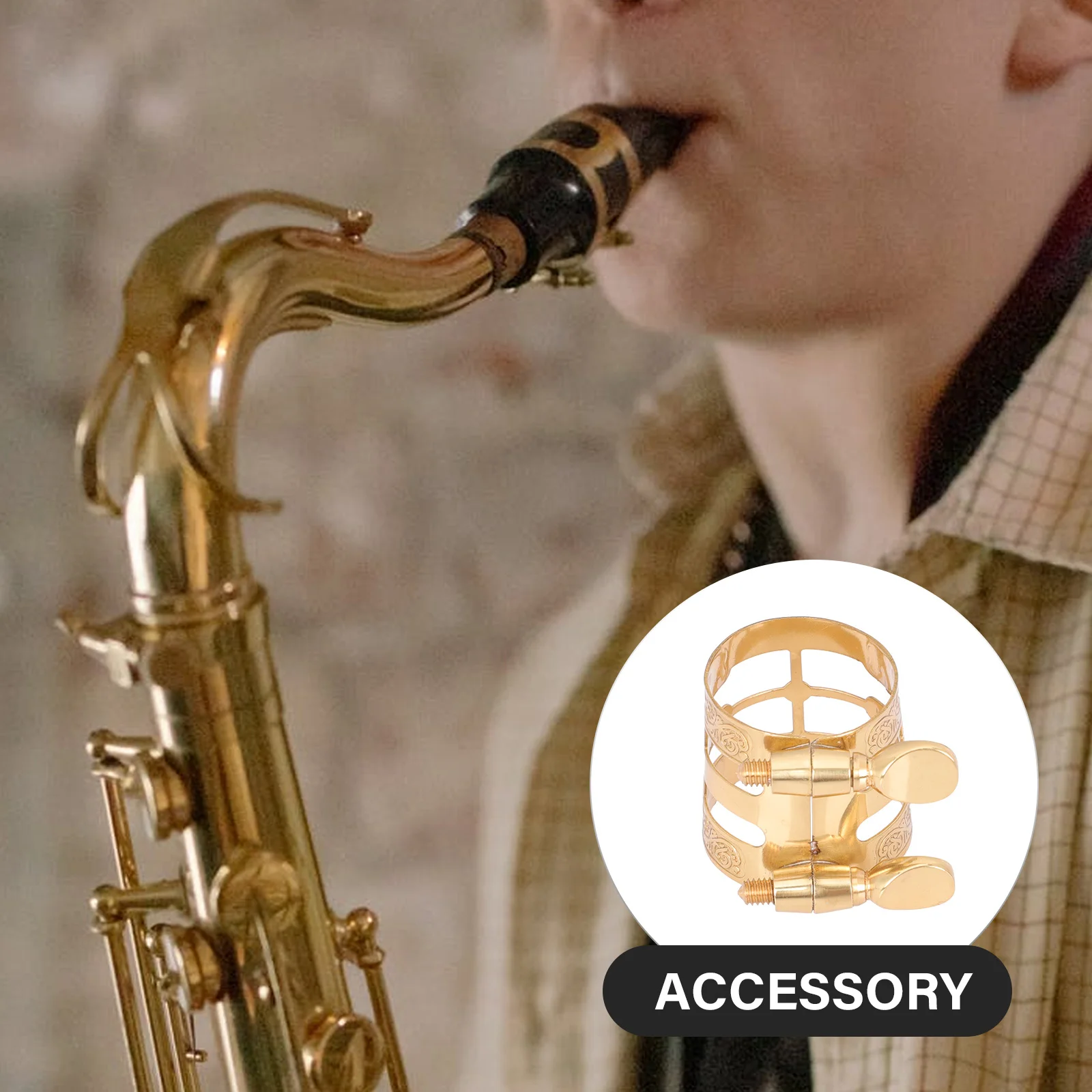 

Saxophone Clip Metal Sax Ligature Clamp for Mouthpiece Secure Fit Lightweight Portable Ideal Sax Accessories for Musicians