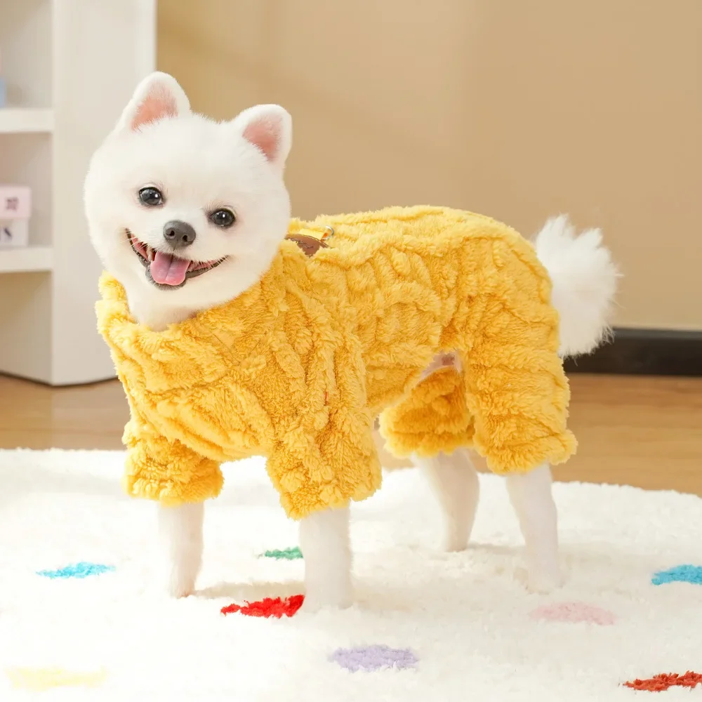 Cute Warm Pet Clothes for Dogs Cats Fleece Jumpsuit Dog Pajamas Autumn Winter Cat Clothing for Small Dog Chihuahua Yorkie Outfit