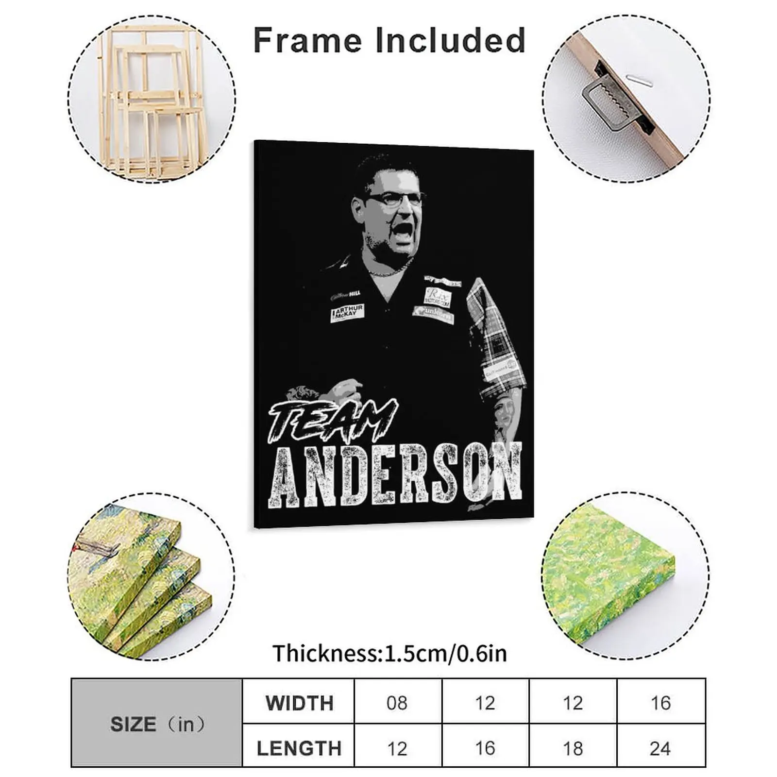 Gary Anderson Pdc 2022 Canvas Painting Printing Bar Club Bar Funny Character Framed Wall Painting