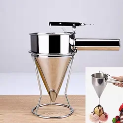 600ml e 1200ml in acciaio inox Octopus Balls Maker imbuto olio Pancake pastella Dispenser imbuti con Rack utensili da cucina