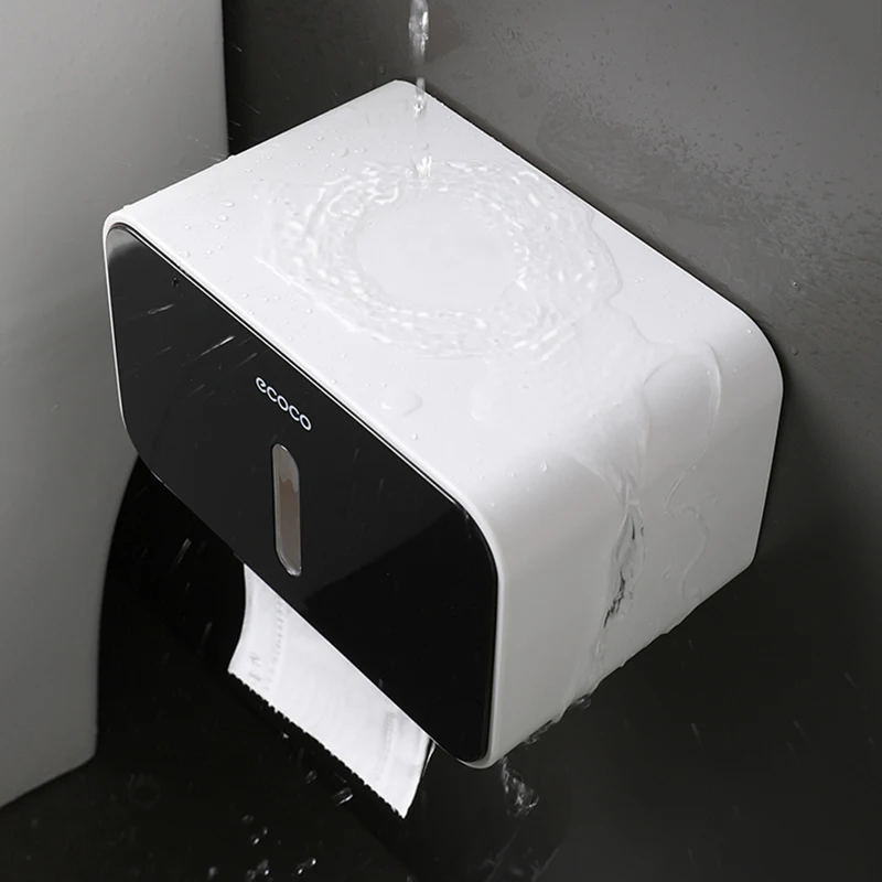 WIKHOSTAR Wall Mounted Paper Towel Box Toilet Paper Holder Waterproof Tissue Box Roll paper Holder Dispenser Bathroom Organizer