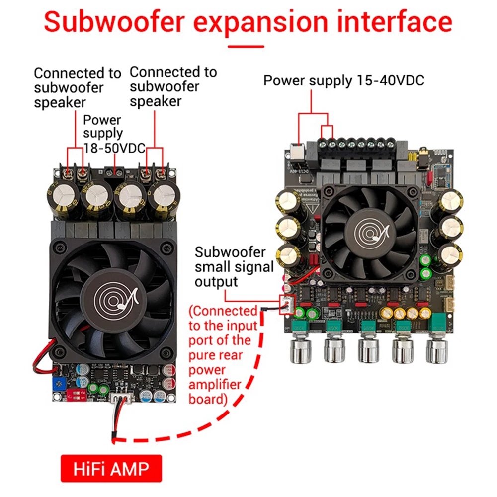 2.1 Channel Bluetooth Power Amplifier Board 200W+200W+400W QCC3034+PCM5102+TPA3223+NE5532 Chips for Music Enthusiasts