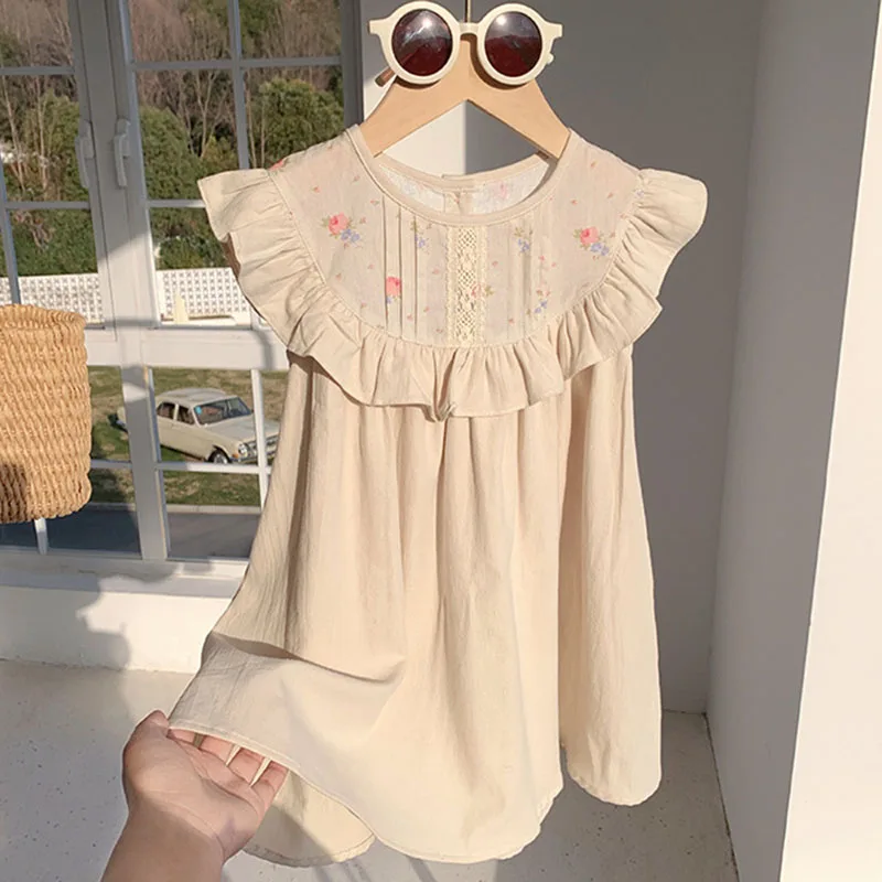 2025 New Summer Sister Clothing 2-7Yrs Kids Princess Dresses Sleeveless Cotton Print Splicing Baby Girl Party Dress