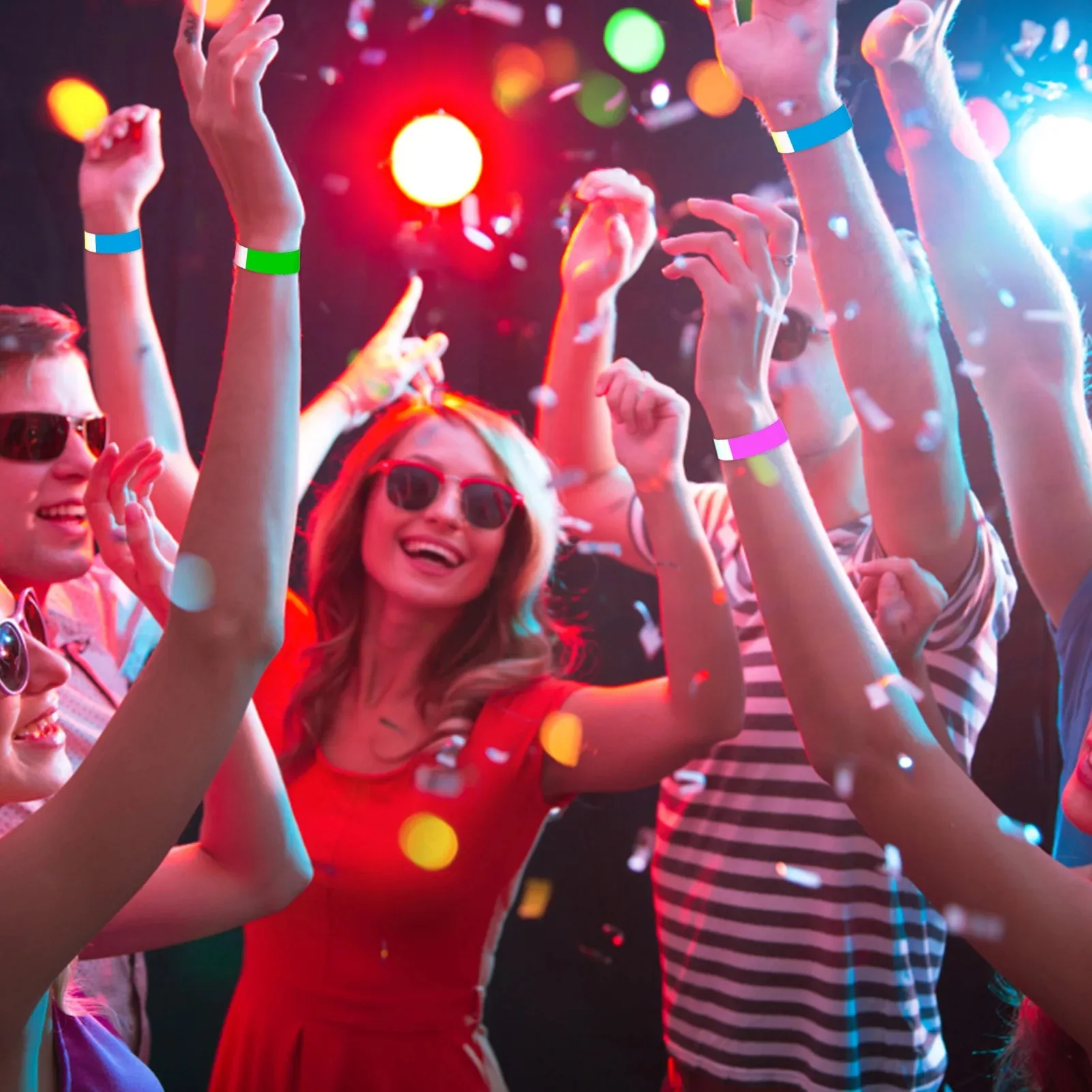 أساور معصم Tyvek الملونة، أساور مناسبات مقاومة للعبث للحفلات والحفلات الموسيقية والتحكم في الوصول VIP، وتحديد الدخول المقاوم للماء