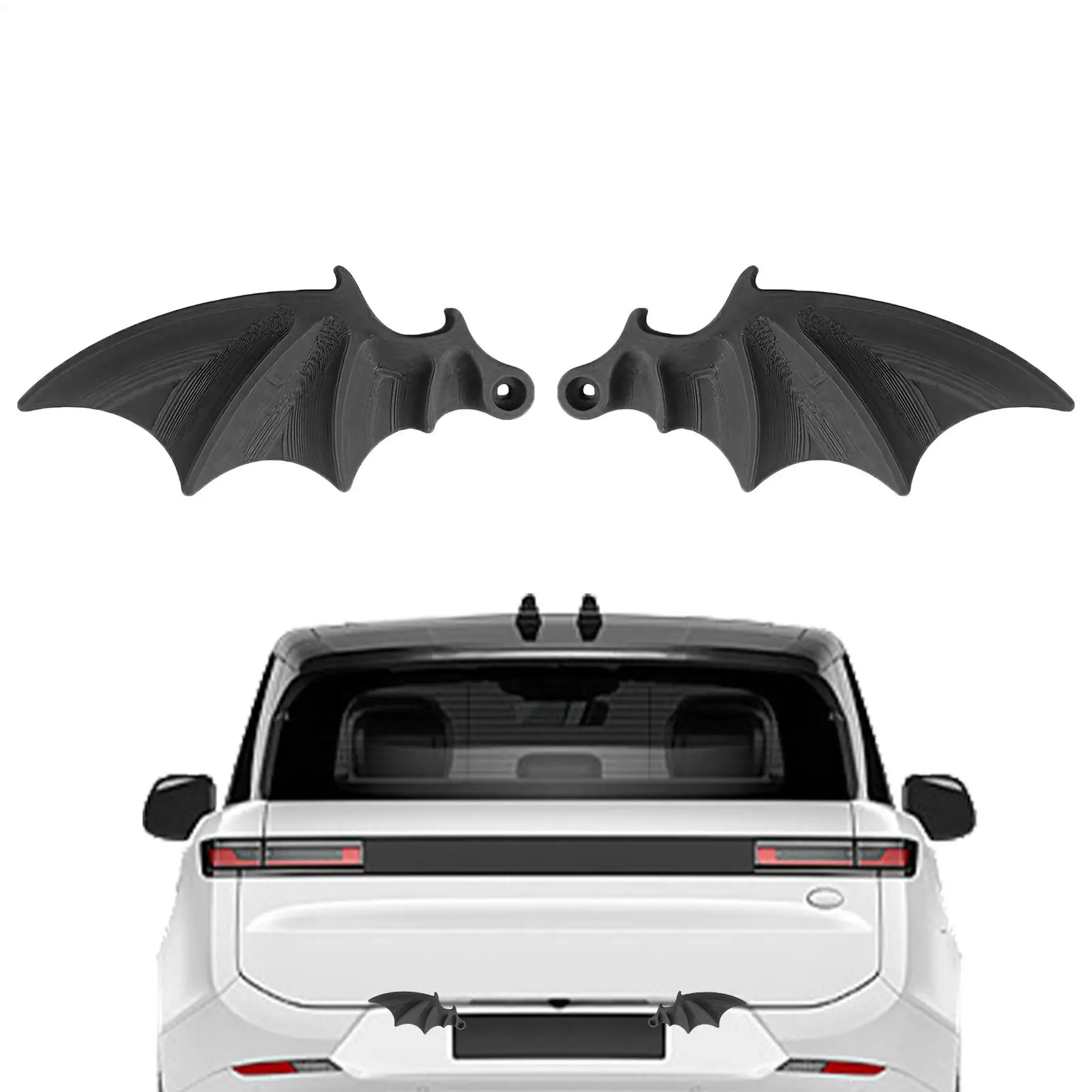 Halloween Car Decor Bat Wings 2 Pieces Front Rear Number Plate Frame Attachment Cool Car Accessories for Night Urban Daily