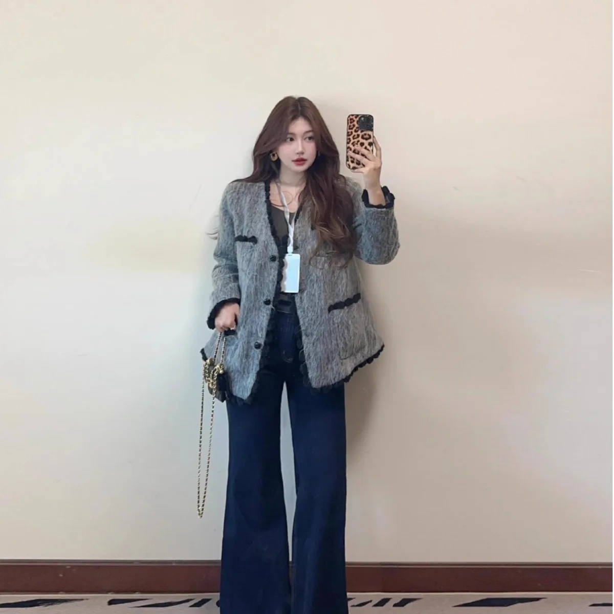 

Tweed Jackets Woman White Short Womens Autumn French Style Minimalism Clean Simple Plain Stylish Sleek Suitable Thin Slim Petite