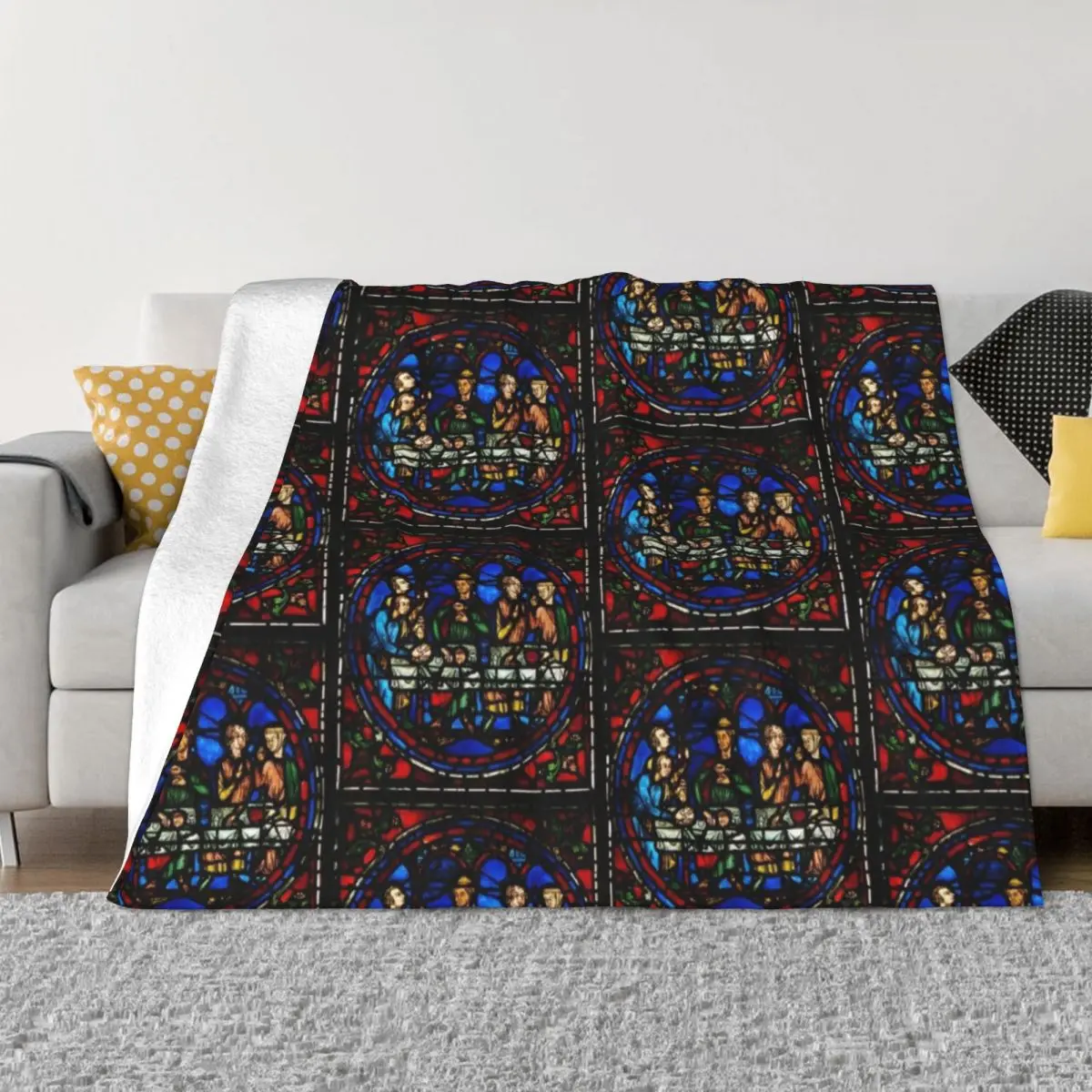 Stained Glass, Chartres Cathedral Throw Blanket manga Quilt Weighted Hair Blankets