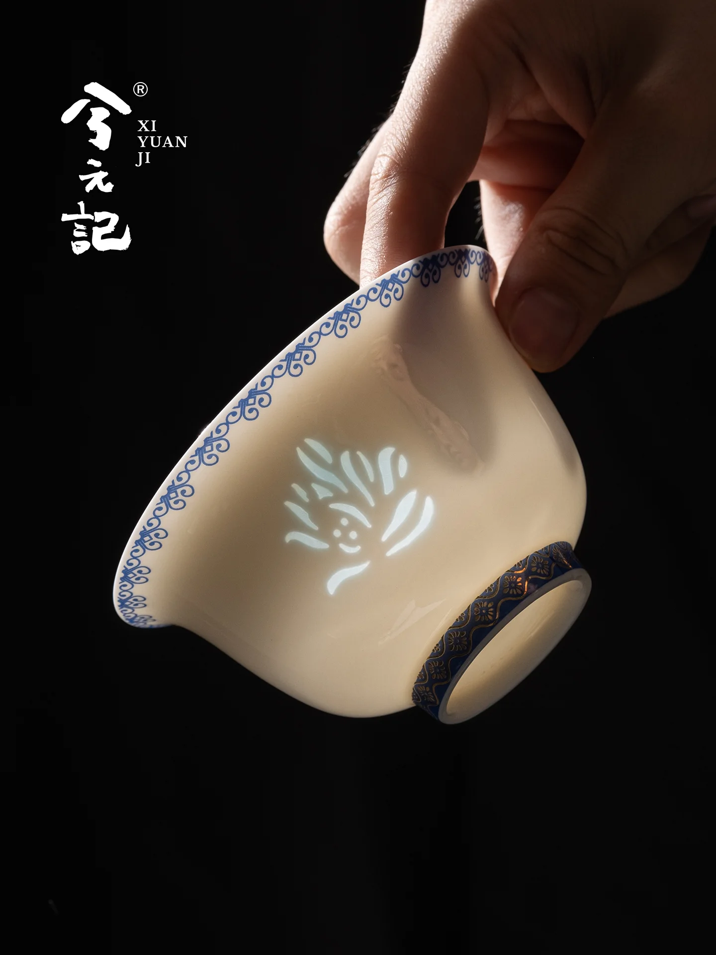 Mutton Fat Jade Rice-Pattern Decorated Porcelain Sancai Gaiwan Tea Cup Household Single High-End Ceramic  Making Teaware