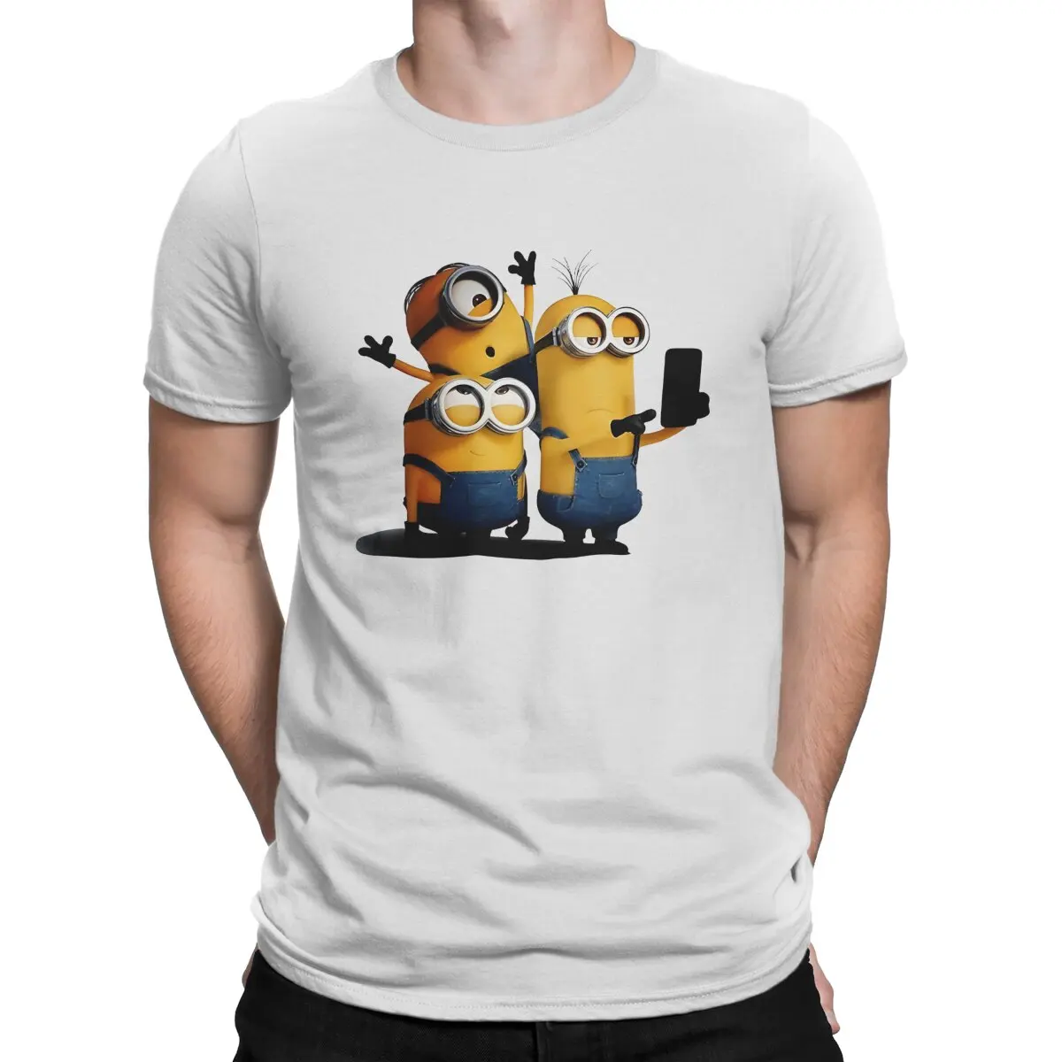 Bucket Hat T Shirt Men's  Pure Cotton Funny T-Shirt Round Neck M-Minions Tees Short Sleeve Clothing Printed