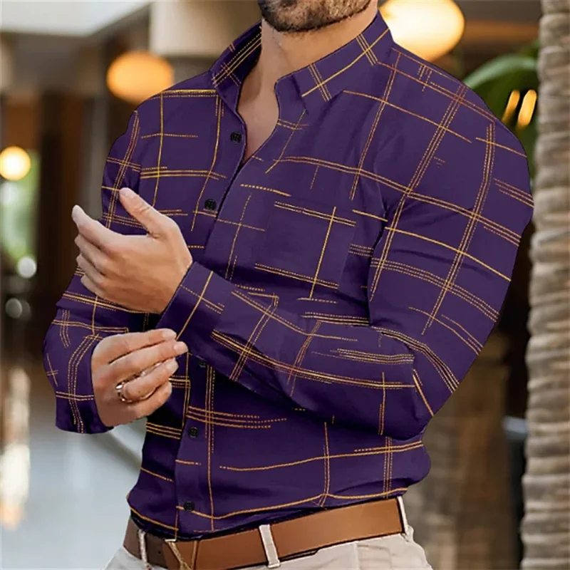 Camisa de manga larga con solapa para hombre, cárdigan informal Hawaiano de un solo pecho, a la moda, con bolsillo real, XS-6XL, 2024