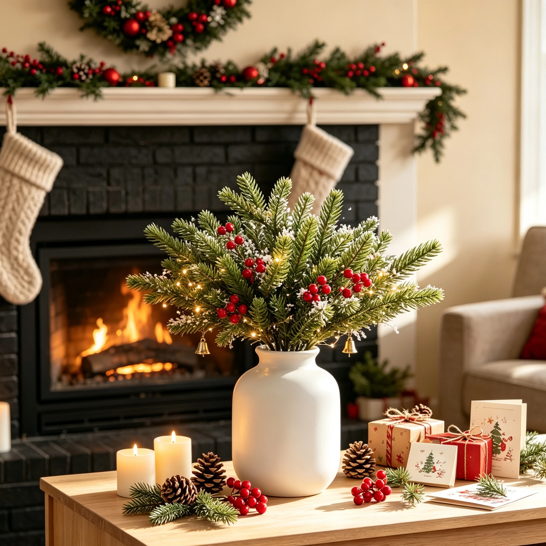 40/80pcs Artificial Plants Plastic Pine Pick Christmas Tree Fillers Outdoor Wedding Garden Party Home Table Vase DIY Decorations