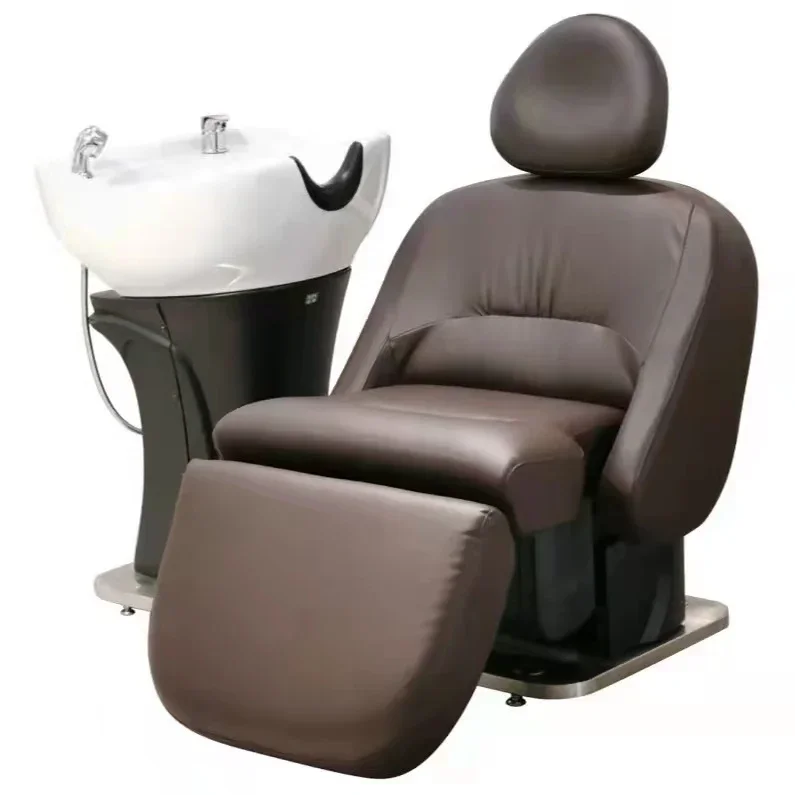 Multifunctional Electric Spinning Lift Shampoo Chair Barber Shop Semi-Full Lying