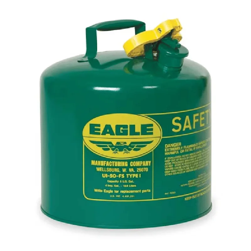 

Safety Can, Galvanized steel, 5 gal, Green, 12 1/2 in Dia., Oil