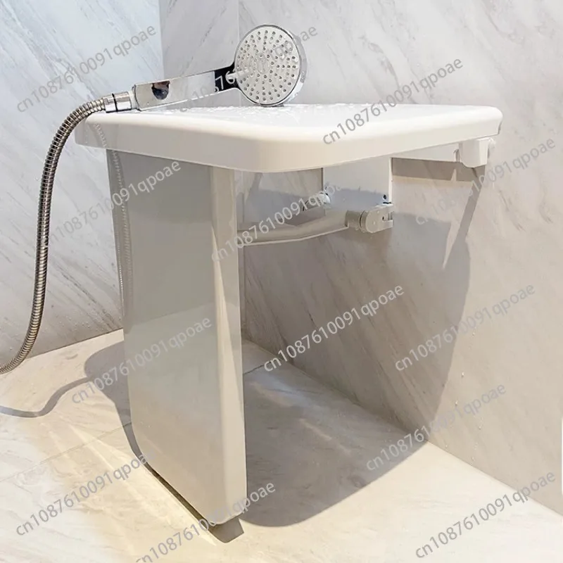 

Foldable Slip Resistant Bath Stool for Elderly Shower Seat Waterproof Bathroom Chair with Backrest Portable Toilet Stool