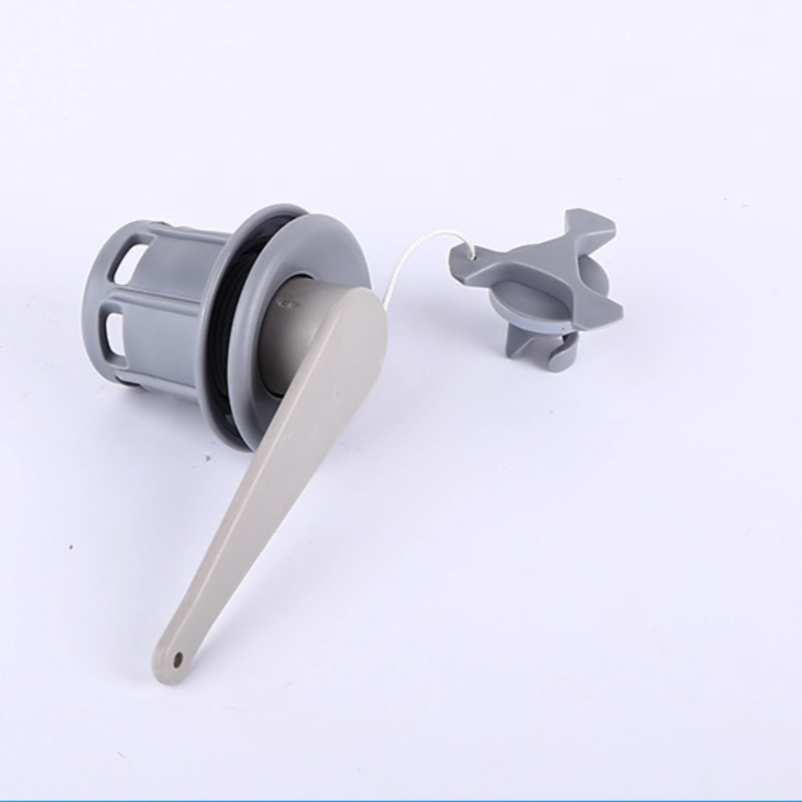 Inflatable Boat Air Valve Tethered Cap Inflatable Boat Valve Mesh-Design Gray Finish