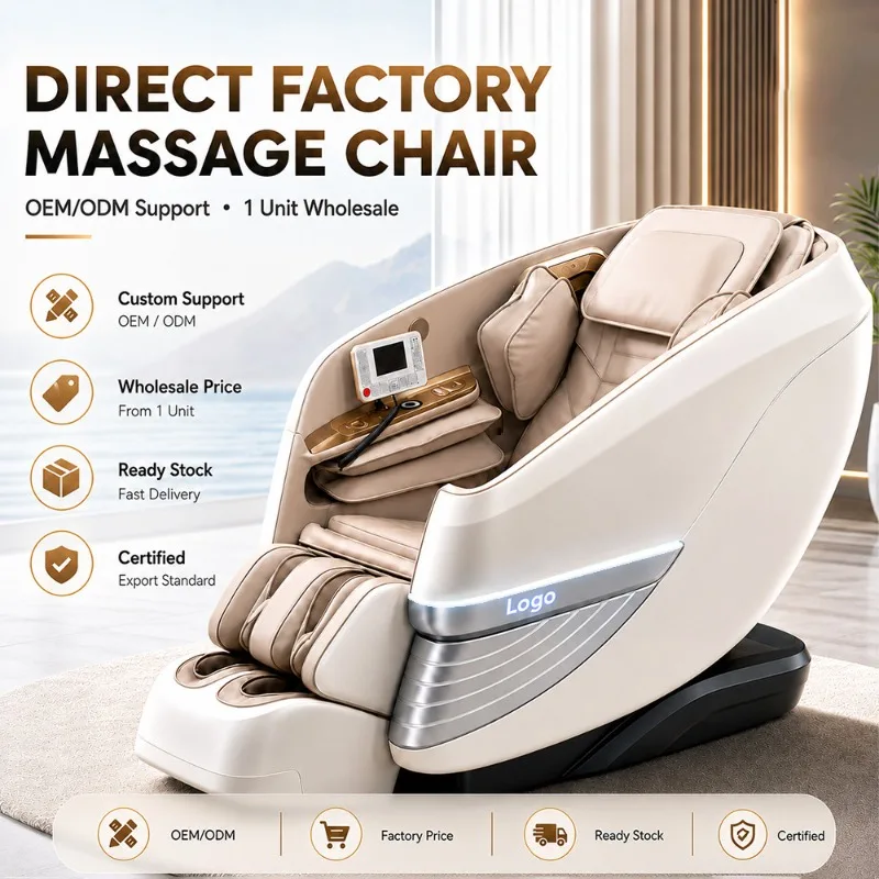 OEM/ODM Luxury Zero Gravity Position Heating Therapy Bluetooth Music System Full Body 3D Smart ABS+PU Leather Massage Chair Home