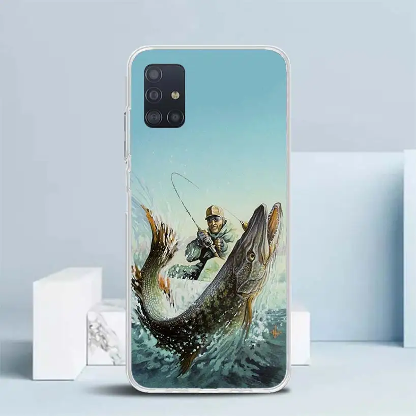 Hunting Fishing Man Soft Cover for Samsung Galaxy A51 A50S A71 A70 Phone Case A41 A31 A21S A11 A40 A30S A20E A10S A6 A7 A8 A9 +