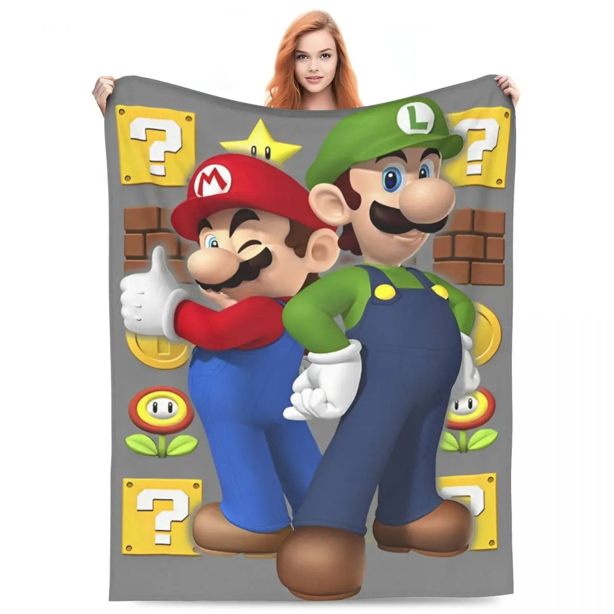 

Cartoon M-marioes Blanket Soft Funny Plush Throw Blanket For Outdoor Decorative Flannel Bedspread Bed Cover