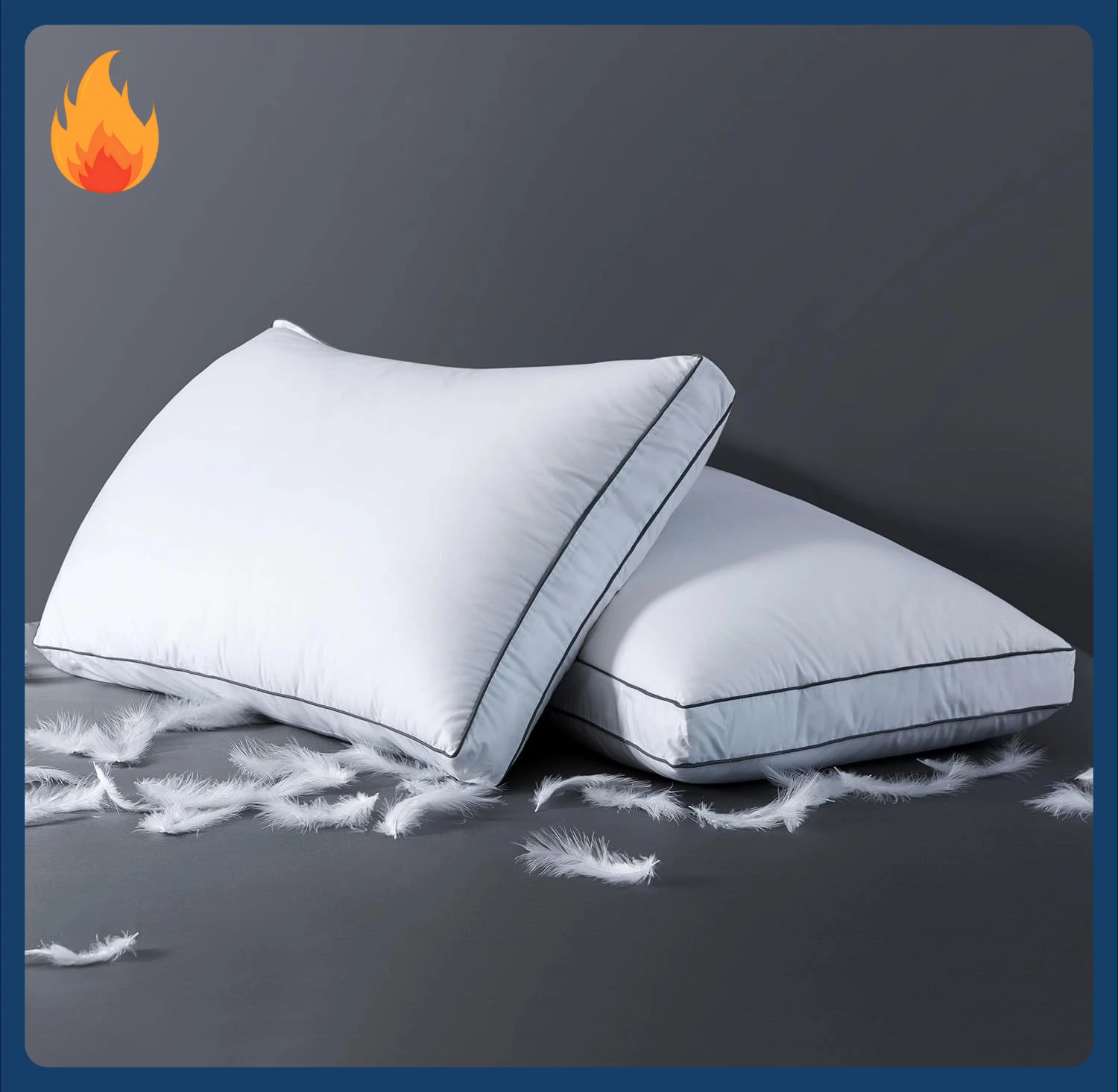 

Goose Feather Down Pillows King Size Set of 2，Luxury Hotel Collection Bed Pillows for Sleeping， Down Surrounded Pillows 2 Pack,