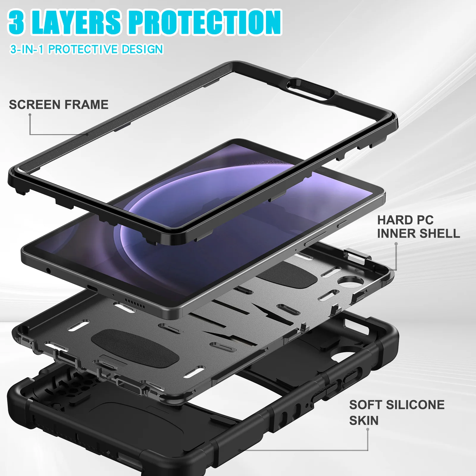 For Samsung Tab A9 Tablet Case 8.7 inch SM-X110/X115N/X117 Silicone Anti-Drop Case Bracket