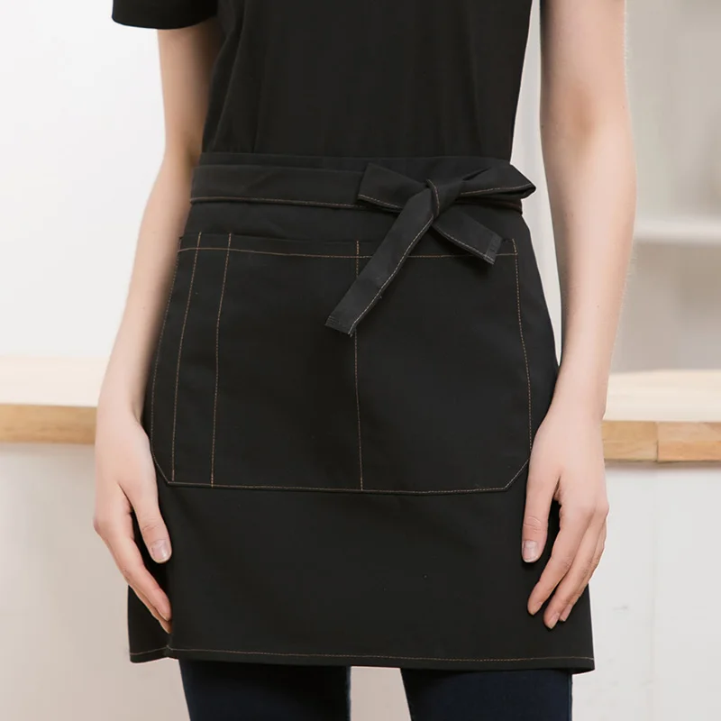 1 Piece Half Apron for Kitchen Short Apron Unisex for Restaurant Café Work Comfortable Fit Bib Style in Multiple Colors