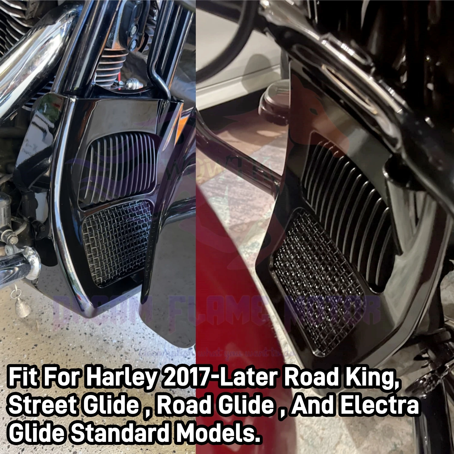 Motorcycles Oil Cooler Fairing Front Spoiler Radiator Chin Cover Kit For Harley Street Glide Davidson Road King FLHRXS 2017-2024