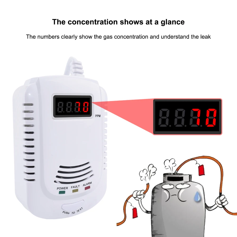 Yieryi Home Standalone Plug-In Combustible Gas Detector LPG LNG Coal Natural Gas Leak Alarm Sensor Voice Warning Alarm Sensor