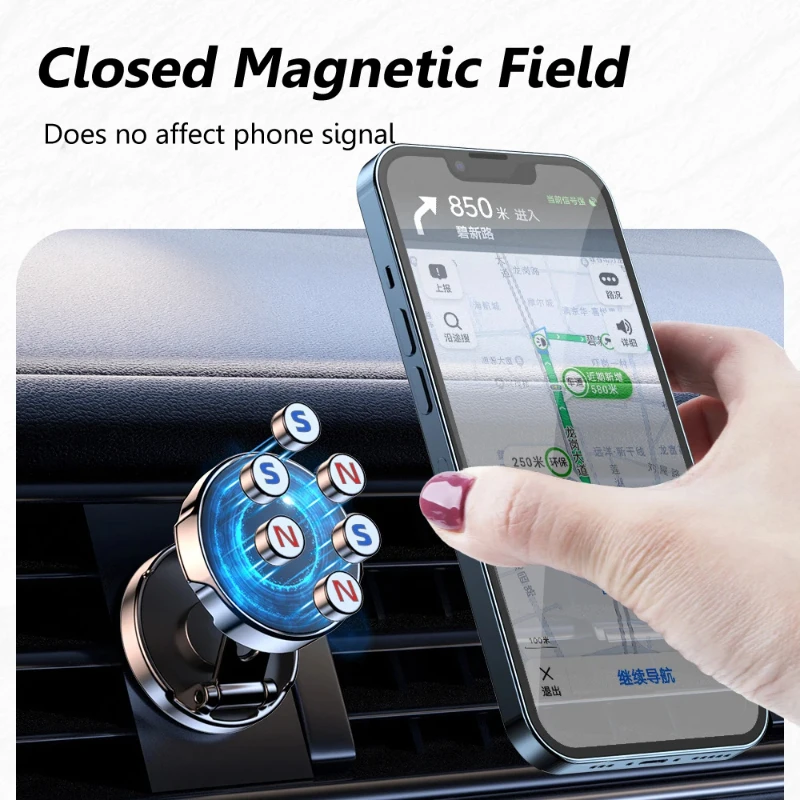 2024 Mobile Phone Stand Strong Magnetic Car Holder 720° Foldable Round Bracket Support for Universal Phones Mount Holders In Car