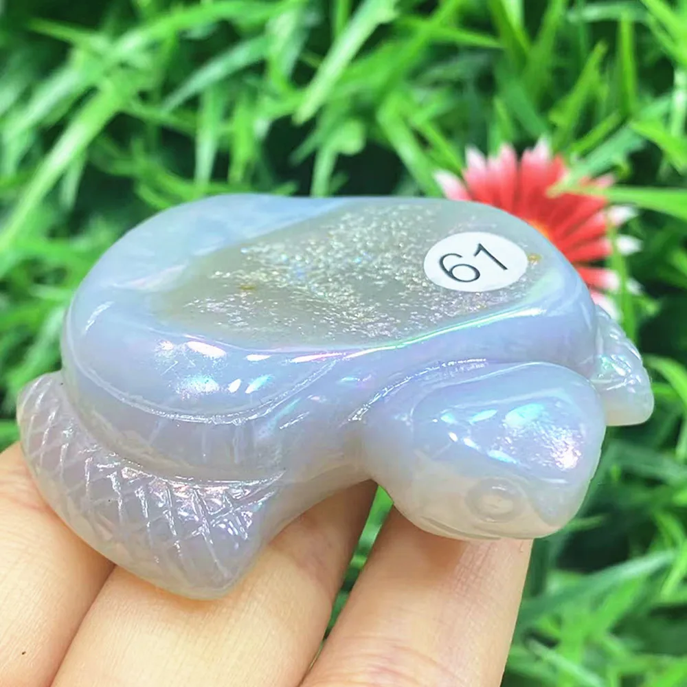

Natural quartz crystal agate, colored gold plating, turtle home decoration ornaments wholesale