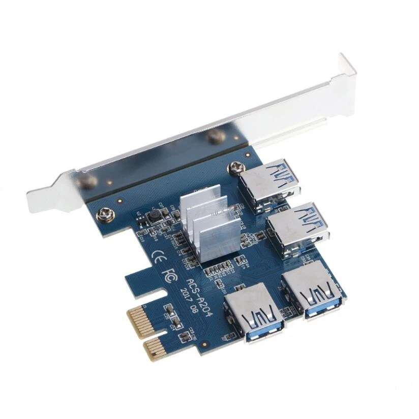 Pcie Riser Card Riser Board Riser 1 to 4 USB3.0 Converter Multiplier Expansion Card Adapter