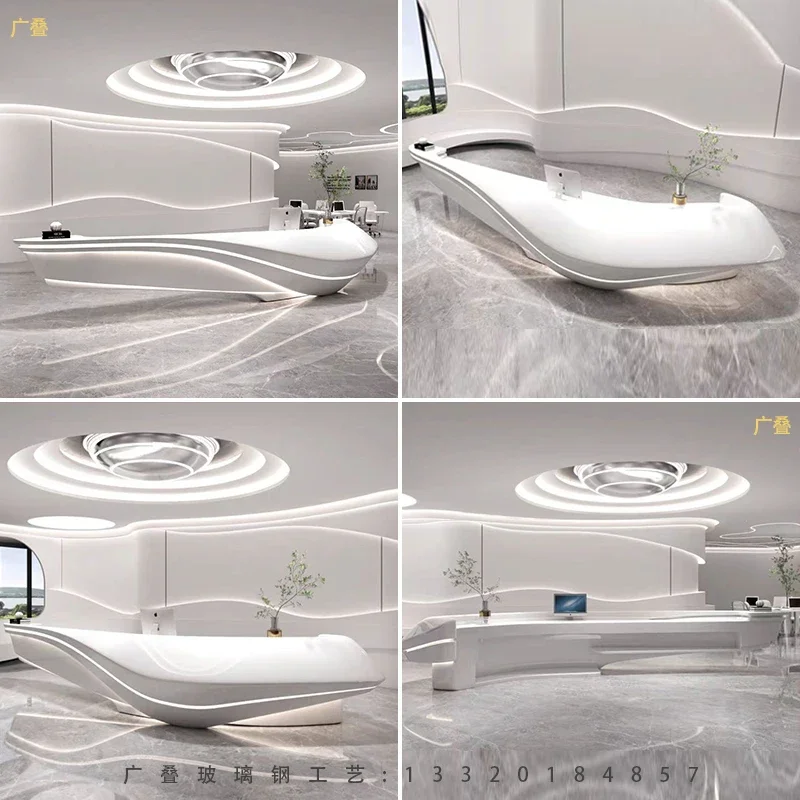 FRP front desk special-shaped baking paint company reception desk