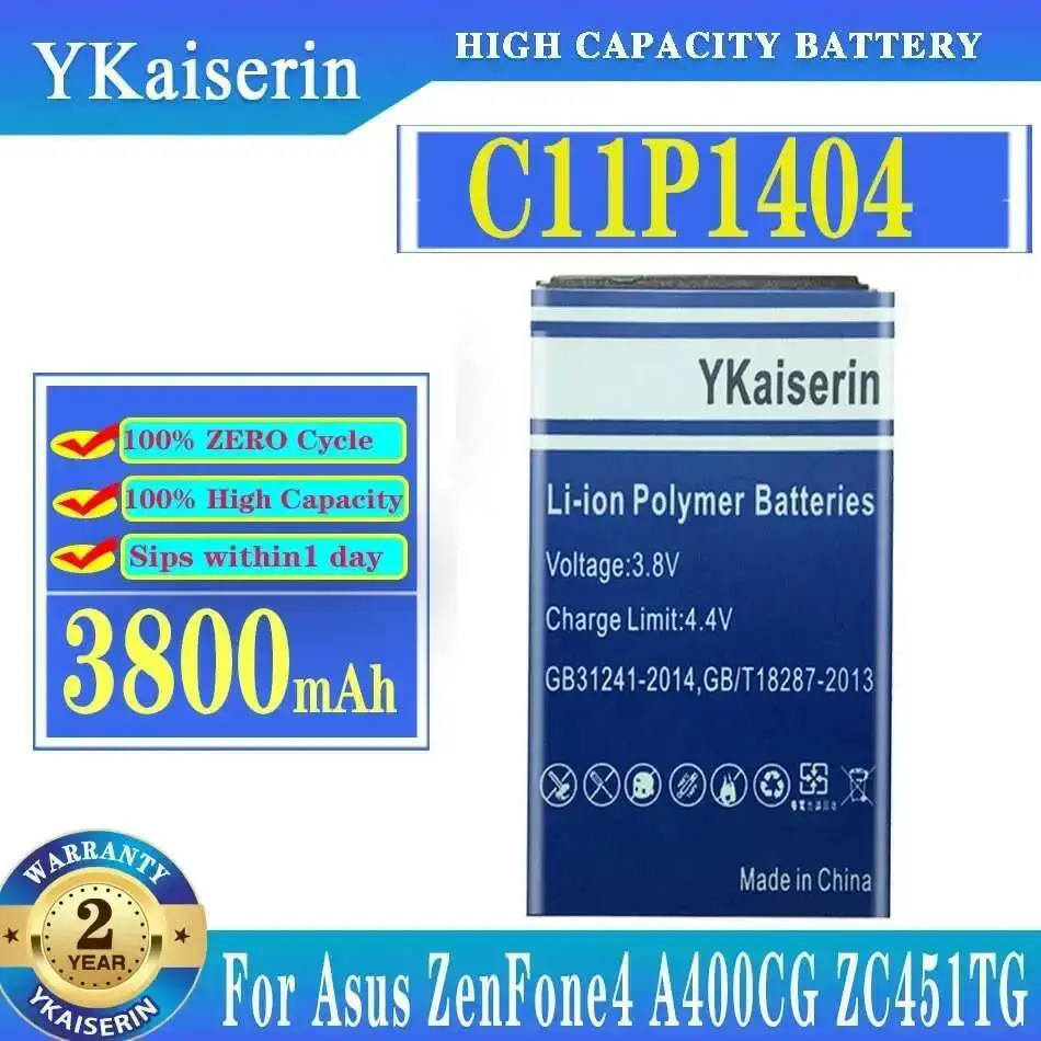 

Mobile Phone Battery C11P1404 Rectangular Version 3800Mah For Asus Zenfone 4 Zenfone4 A400CG ZC451TG